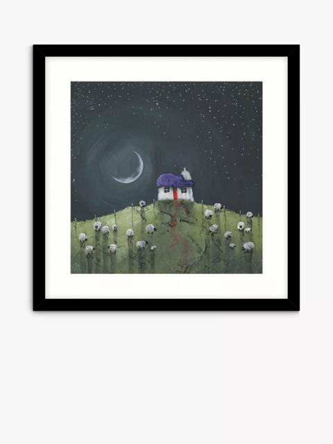 John Lewis Geoff Beckett 'Moonlit Flock' Framed Print, 61.5 x 61.5cm, Green/Multi - image 1