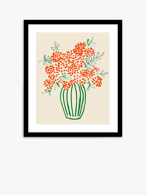 John Lewis Lucy Deaner 'Tall Vase of Orange Berries' Framed Print & Mount, 63.5 x 53.5cm, Orange - image 1