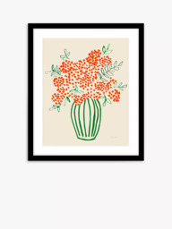 John Lewis Lucy Deaner 'Tall Vase of Orange Berries' Framed Print & Mount, 63.5 x 53.5cm, Orange - thumbnail 1