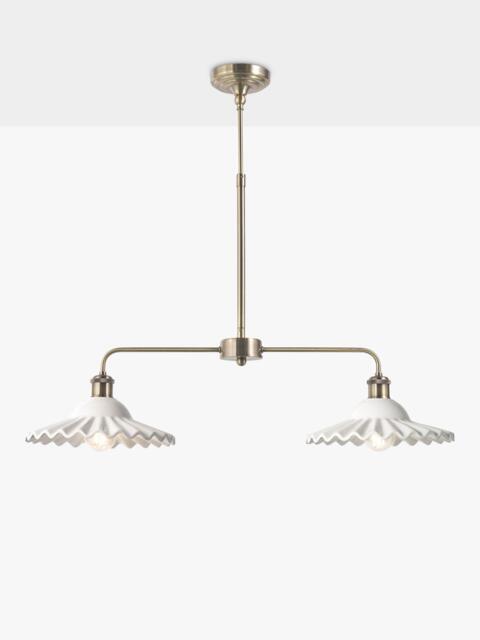 Laura Ashley Beca Ceramic 2 Arm Bar Pendant Ceiling Light, White/Brass - image 1