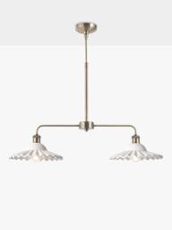 Laura Ashley Beca Ceramic 2 Arm Bar Pendant Ceiling Light, White/Brass - thumbnail 1