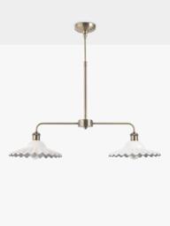 Laura Ashley Beca Ceramic 2 Arm Bar Pendant Ceiling Light, White/Brass - thumbnail 3