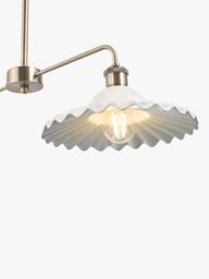 Laura Ashley Beca Ceramic 2 Arm Bar Pendant Ceiling Light, White/Brass - thumbnail 6
