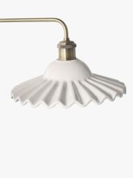 Laura Ashley Beca Ceramic 2 Arm Bar Pendant Ceiling Light, White/Brass - thumbnail 4
