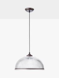 John Lewis Large Tristan Ribbed Glass Pendant Ceiling Light, Bronze - thumbnail 3