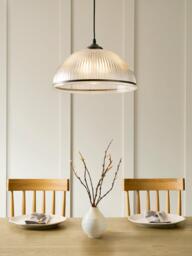 John Lewis Large Tristan Ribbed Glass Pendant Ceiling Light, Bronze - thumbnail 2