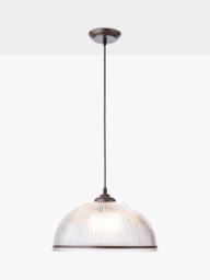John Lewis Large Tristan Ribbed Glass Pendant Ceiling Light, Bronze - thumbnail 1