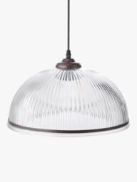 John Lewis Large Tristan Ribbed Glass Pendant Ceiling Light, Bronze - thumbnail 4