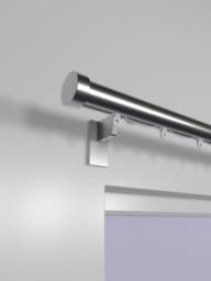John Lewis Made to Order Select Curl Gliding Curtain Pole with Stud Finial, Wall Fix, Dia.30mm - thumbnail 2