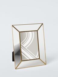 John Lewis Ribbed Glass Border Photo Frame, Gold - thumbnail 1