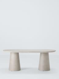 John Lewis Concrete Effect Pillar Oval Garden Dining Table, 200cm - thumbnail 2