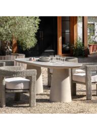 John Lewis Concrete Effect Pillar Oval Garden Dining Table, 200cm - thumbnail 3