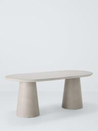 John Lewis Concrete Effect Pillar Oval Garden Dining Table, 200cm