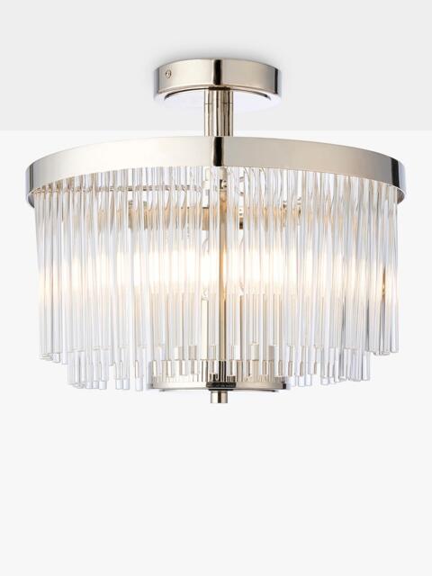 John Lewis Lexton 3 Arm Semi Flush Glass Ceiling Light, Brass - image 1