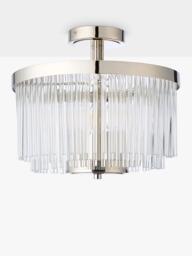 John Lewis Lexton 3 Arm Semi Flush Glass Ceiling Light, Brass - thumbnail 3