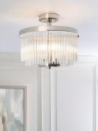 John Lewis Lexton 3 Arm Semi Flush Glass Ceiling Light, Brass - thumbnail 6