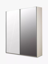 John Lewis Elstra 150cm Wardrobe with White Glass and Mirrored Sliding Doors - thumbnail 4