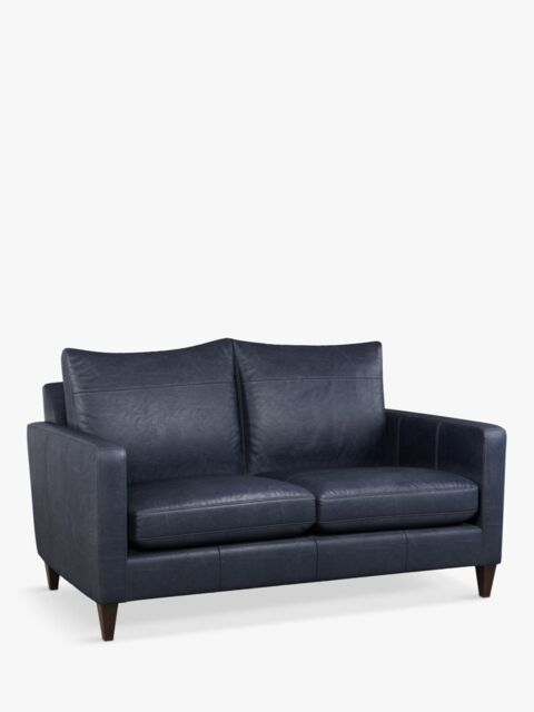 John Lewis Bailey Small 2 Seater Leather Sofa, Dark Leg