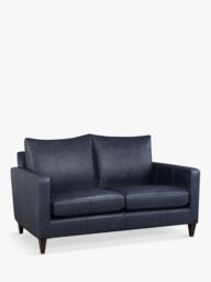 John Lewis Bailey Small 2 Seater Leather Sofa, Dark Leg - thumbnail 1