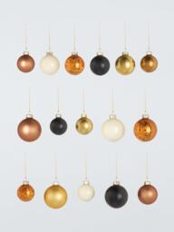 John Lewis Glass Baubles, Box of 42, Black/Gold - thumbnail 1