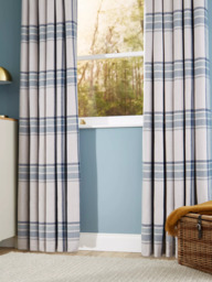 John Lewis Afton Check Weave Pair Dimout/Thermal Lined Eyelet Curtains - thumbnail 4