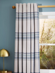 John Lewis Afton Check Weave Pair Dimout/Thermal Lined Eyelet Curtains - thumbnail 1