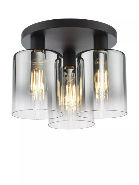 Där Savannah Flush 3 Arm Ceiling Light, Black/Smoked - image 1