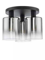 Där Savannah Flush 3 Arm Ceiling Light, Black/Smoked - thumbnail 4