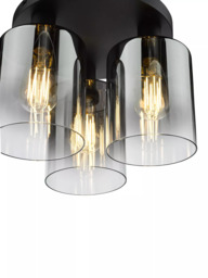Där Savannah Flush 3 Arm Ceiling Light, Black/Smoked - thumbnail 6
