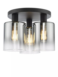 Där Savannah Flush 3 Arm Ceiling Light, Black/Smoked - thumbnail 3