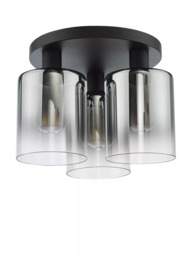 Där Savannah Flush 3 Arm Ceiling Light, Black/Smoked - thumbnail 2