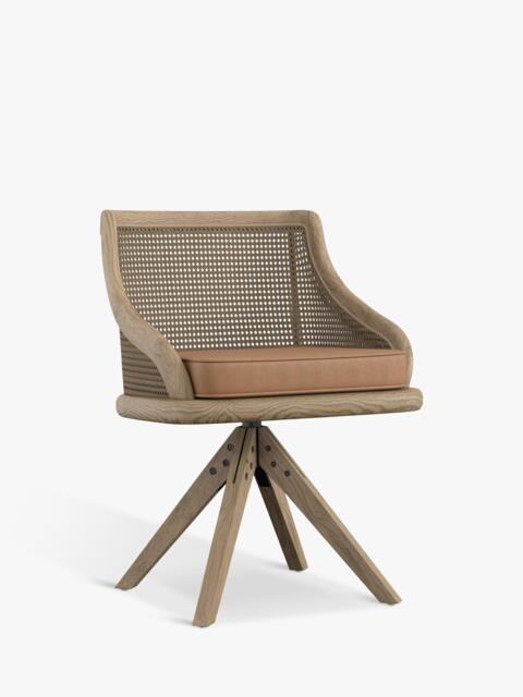 OKA Carlos Cane Swivel Chair, Weathered Oak - image 1