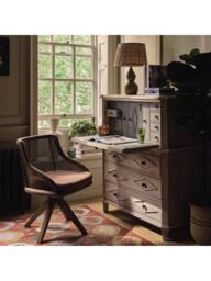 OKA Carlos Cane Swivel Chair, Weathered Oak - thumbnail 2