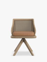 OKA Carlos Cane Swivel Chair, Weathered Oak - thumbnail 3