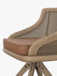 OKA Carlos Cane Swivel Chair, Weathered Oak - thumbnail 6