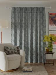 John Lewis Woven Geometric Slot Top Voile Panel, Grey - thumbnail 4