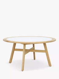KETTLER Kubu 6-Seater Round Garden Dining Table & Chairs Set, FSC-Certified (Teak Wood), Natural/White - thumbnail 4
