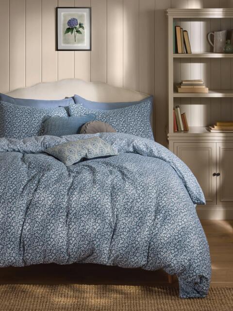Laura Ashley Sweet Alyssum Brushed Cotton Duvet Cover Set, Denim Blue - image 1