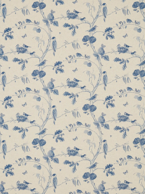 Sanderson Woodland Chorus Made to Measure Curtains or Roman Blind, Indigo/Linen - image 1