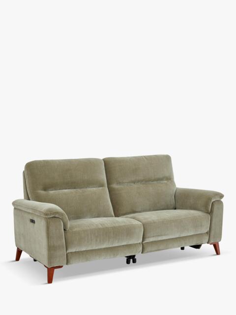 John Lewis Slant Medium 2 Seater Power Recliner Sofa, Green Chenille - image 1