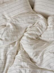 Bedfolk 100% Linen Stripe Bedding, White/Grey - thumbnail 2