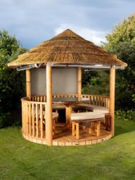 Breeze House Savannah Classic Cape Reed Thatch Roof Circular Gazebo, FSC-Certified (Scandinavian Redwood) - thumbnail 2