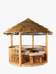 Breeze House Savannah Classic Cape Reed Thatch Roof Circular Gazebo, FSC-Certified (Scandinavian Redwood) - thumbnail 3
