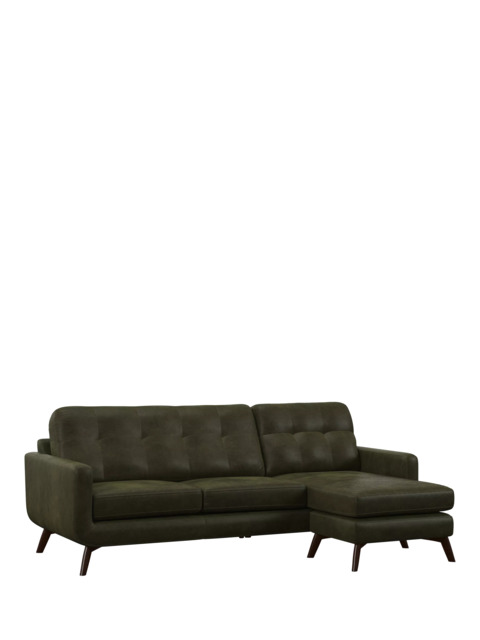John Lewis Barbican RHF Chaise Leather Sofa, Dark Leg - image 1