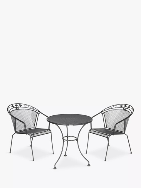 John Lewis Henley by KETTLER 2-Seater Round Garden Bistro Dining Table & Chairs Set, Iron Grey - image 1