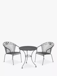 John Lewis Henley by KETTLER 2-Seater Round Garden Bistro Dining Table & Chairs Set, Iron Grey - thumbnail 1