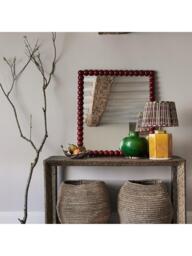OKA Bobina Bobble Square Wall Mirror, 81 x 91cm, Chinese Red - thumbnail 2