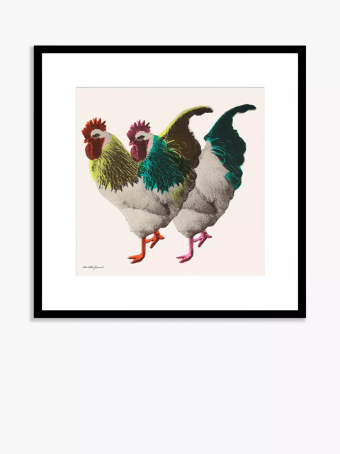 John Lewis Charlotte Gerrard 'Two Cockerels' Framed Print & Mount, 52 x 52cm, Multi