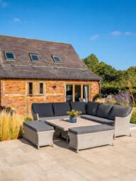 KETTLER Foxley Woven 8-Seater Square Corner Garden Dining Set with Height-Adjustable Table, Grey - thumbnail 2
