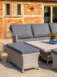 KETTLER Foxley Woven 8-Seater Square Corner Garden Dining Set with Height-Adjustable Table, Grey - thumbnail 3